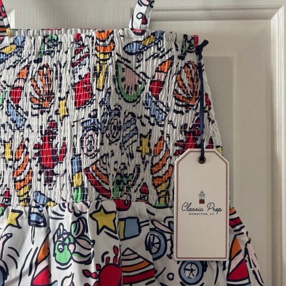 New Classic Prep Girls Smocked Hadley Dress Cool Cool Summer Print Size 10 - Picture 5 of 11